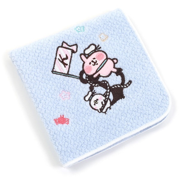 【カナヘイの小動物×Kitamura】タオルハンカチ(アイスブルー／ホワイト)