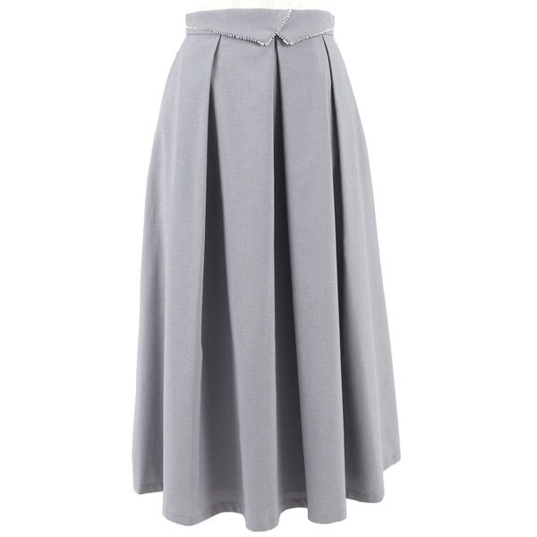 ウエストデザインタックロングスカート(ライトグレー-S(36))