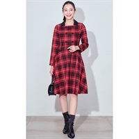 襟付きチェックワンピース