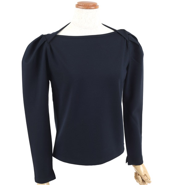 パフスリーブボートネックカットソー(ダークブルー-S(36))