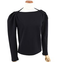 パフスリーブボートネックカットソー(ブラック-S(36))
