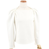 パフスリーブボートネックカットソー(ホワイト-S(36))