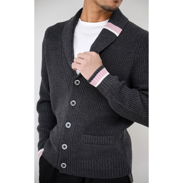 ショールカラーカーディガン(チャコールグレー-M)