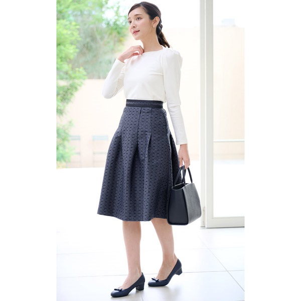 オリジナルジャガードタックスカート(ブルー-S(36))