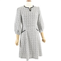 ファンシーツイードパフスリーブワンピース(ホワイト-S(36))