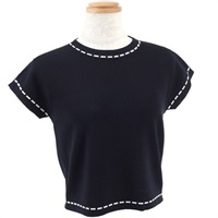 配色ニットプルオーバー(ダークブルー-M(38))