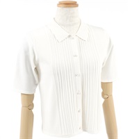 襟付き半袖ニットカーディガン(ホワイト-M(38))