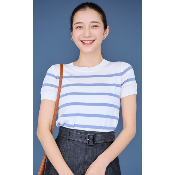 ボーダー半袖プルオーバー(ホワイト-M(38))