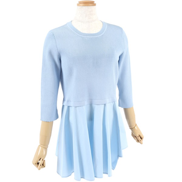 ドッキングペプラムニットプルオーバー(アイスブルー-M(38))