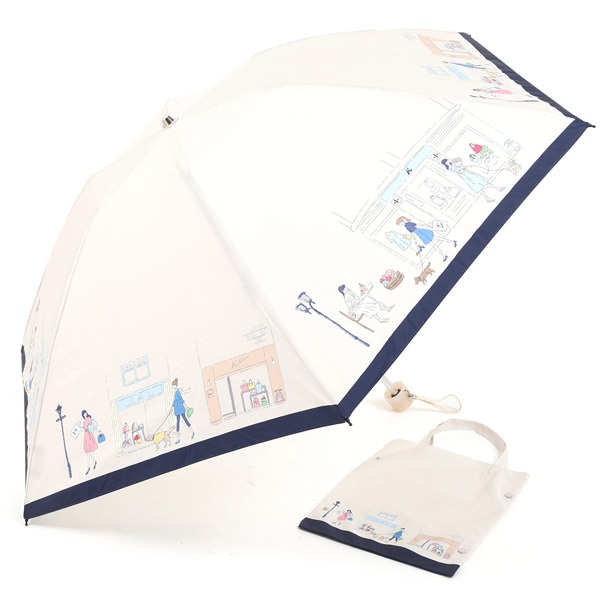 折りたたみ傘(ベージュ／ダークブルー)