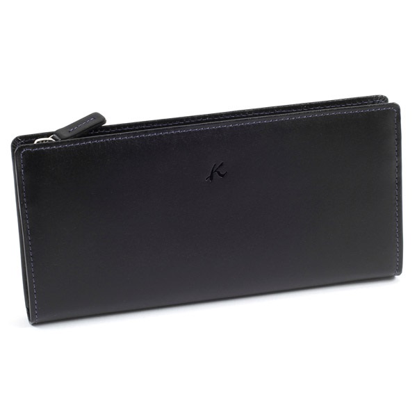 長財布(ブラック／パープルステッチ)