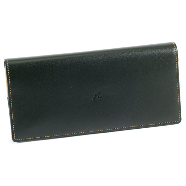 長財布(ダークグリーン／ベージュステッチ)