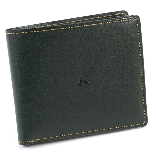 二折財布(ダークグリーン／ベージュステッチ)