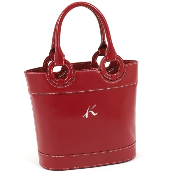 ハンドバッグ(レッド／ホワイトステッチ)