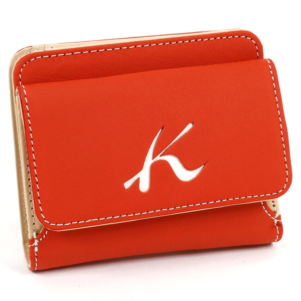 二折財布(レッド／ホワイトステッチ)