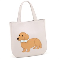 セミショルダーバッグ（ダックスフンド）(ライトグレー／キャメル)