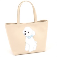 ハンドバッグ（トイプードル）(ライトベージュ／ホワイト)