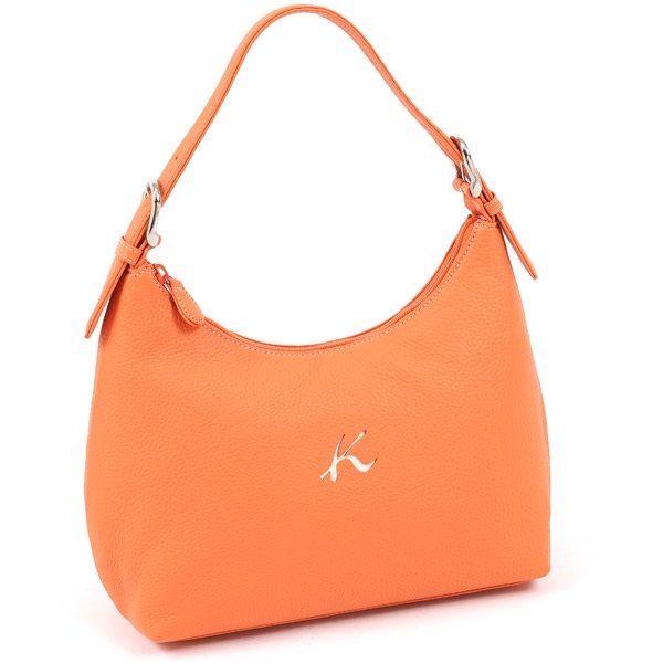 セミショルダーバッグ(オレンジ／ホワイトステッチ)