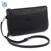 ショルダーバッグ(ブラック／サンドベージュステッチ)