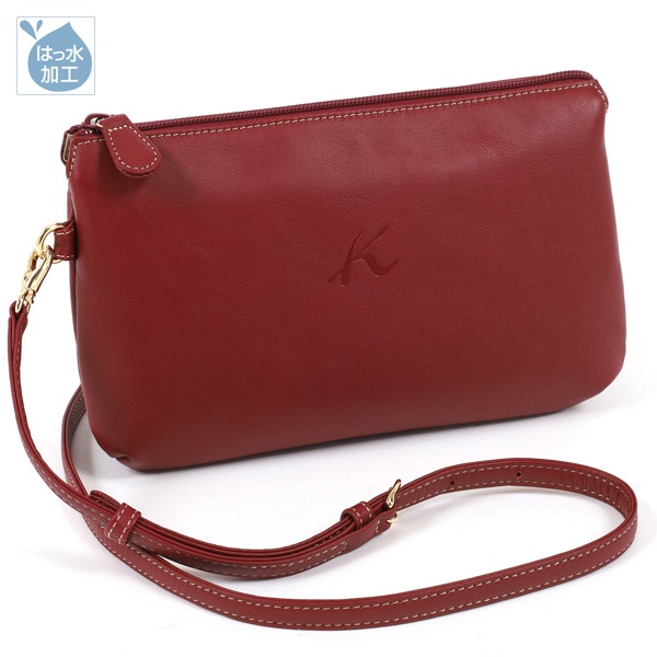 ショルダーバッグ(ワイン／ベージュステッチ)