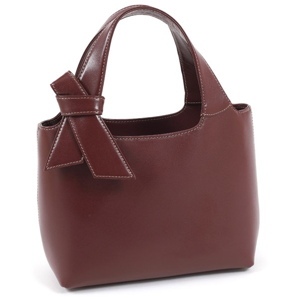 ハンドバッグ(ワイン／ベージュステッチ)