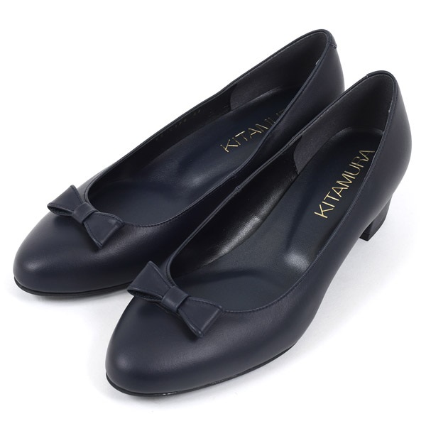 リボンパンプス(ダークブルー-22cm)