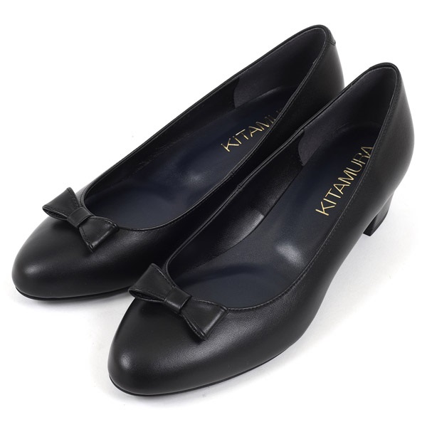 リボンパンプス(ブラック-22cm)