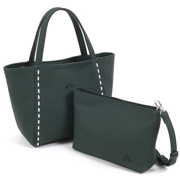 ハンドバッグ(ダークグリーン／ホワイト)