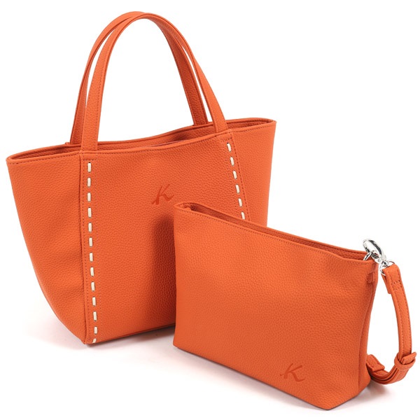 ハンドバッグ(オレンジ／サンドベージュ【入荷予定日：3月7日】)