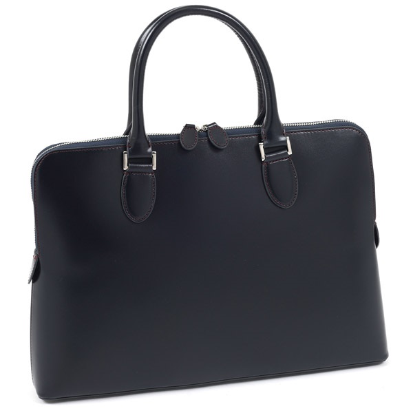 ブリーフケース(ダークブルー／ワインステッチ)