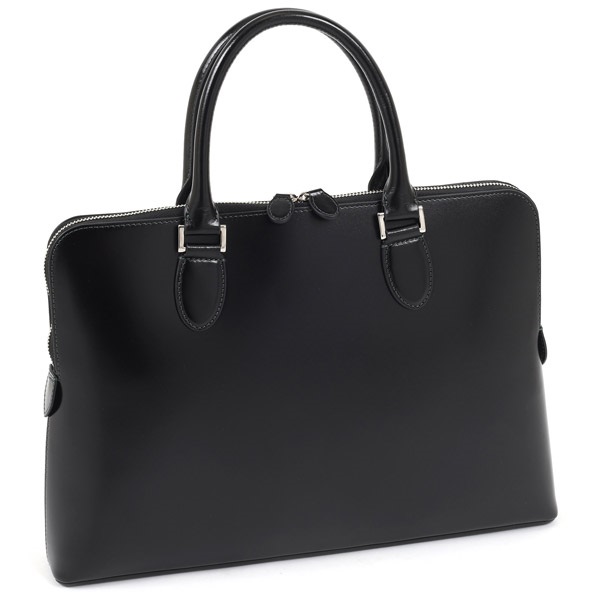 ブリーフケース(ブラック／ダークグリーンステッチ)