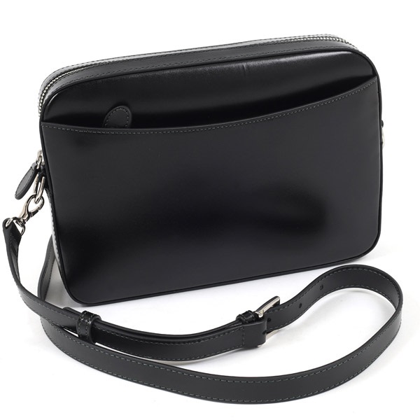 ２ｗａｙショルダーバッグ(ブラック／ダークグリーンステッチ)