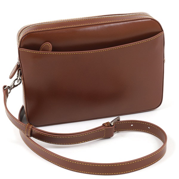 ２ｗａｙショルダーバッグ(ブラウン／イエローステッチ)