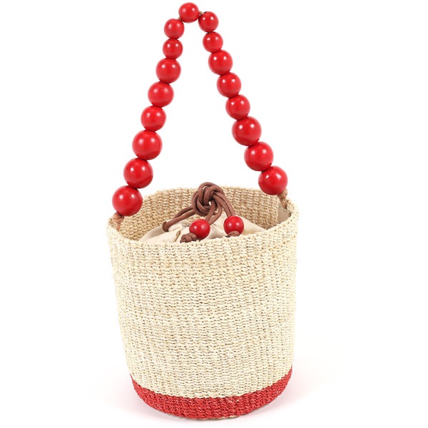 ハンドバッグ(ベージュ／レッド)