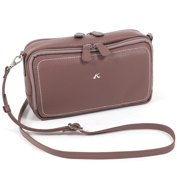 ショルダーバッグ(ココア／ホワイトステッチ)