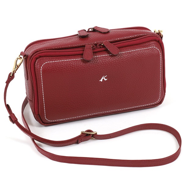 ショルダーバッグ(ワイン／ホワイトステッチ)