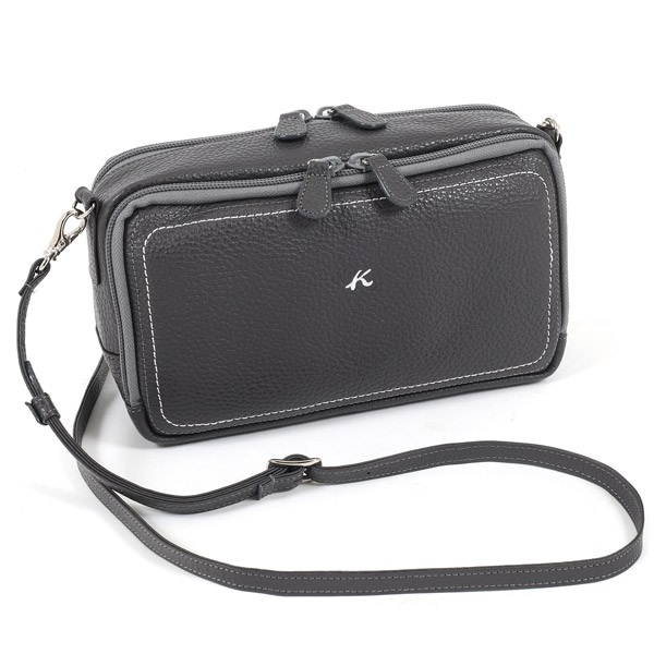 ショルダーバッグ(グレー／ホワイトステッチ)